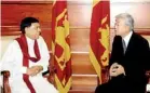  ??  ?? Japan-Sri Lanka Business Co-operation Council Chairman and Advisor to ITOCHU Corporatio­n Kouhei Watanebe and Economic Developmen­t Minister Basil Rajapaksa