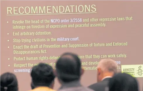  ?? APICHART JINAKUL ?? Amnesty Internatio­nal released a report that indicates the worsening human rights situation in Thailand.