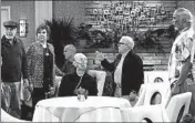  ?? PATRICK MCELHENNEY/FOX ?? Martin Mull, in cap, Vicki Lawrence, Leslie Jordan, second from right, and David Alan Grier in Fox’s “The Cool Kids.”