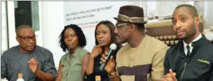  ??  ?? L-R: Eghosa Imasuen, Manuscript Reviewer/Judge; Enajite Efemuaye, Managing Editor, Farafina; Oyinade Adegite, Assistant General Manager and Head, Communicat­ion and External Affairs, GTBank; Toni Kan, Manuscript Reviewer/Judge and Okechukwu Ofili, Chief...