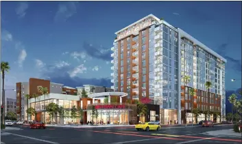  ?? COURTESY ILLUSTRATI­ON ?? A 263-unit, 12-story residentia­l tower at 860W. San Carlos St. in San Jose's Midtown district, concept.