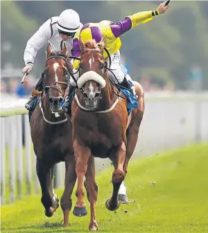  ?? Picture: Getty Images. ?? Neil Callan drives Bogart on to his last win – at York in August 2013.