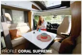  ??  ?? Le Coral Supreme 670 DC, un grand profilé haut de gamme qui s’offre un superbe salon avant face-face.