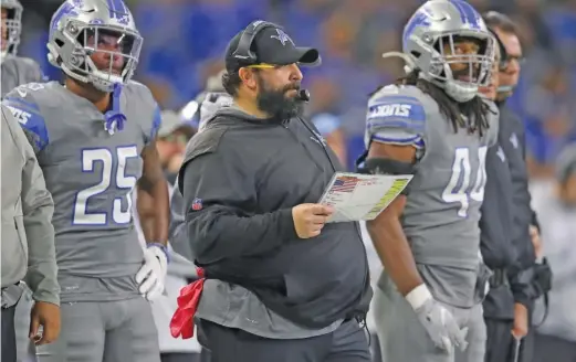  ?? GREGORY SHAMUS/GETTY IMAGES ?? The injury-riddled Lions, who are 3-10-1, say that coach Matt Patricia will return for a third season. General manager Bob Quinn also will return.