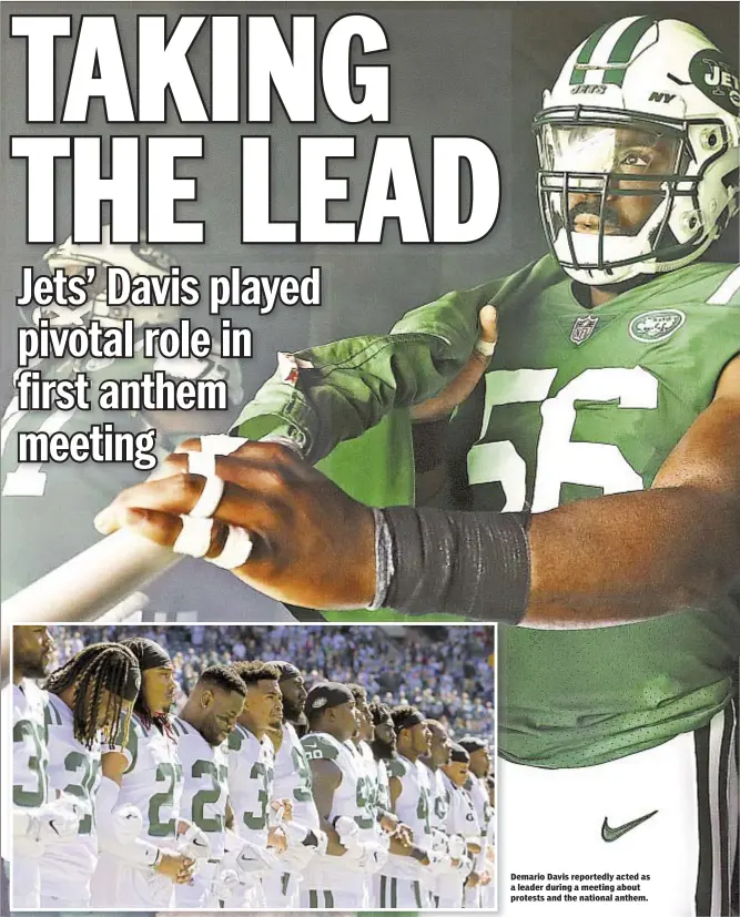  ??  ?? Demario Davis reportedly acted as a leader during a meeting about protests and the national anthem.