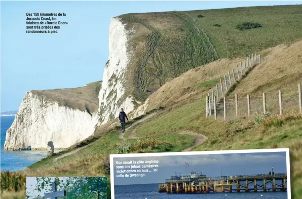  ??  ?? Des 150 kilomètres de la Jurassic Coast, les falaises de « Durdle Door » sont très prisées des randonneur­s à pied.