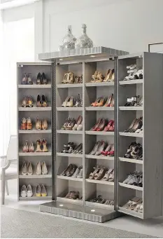  ?? LEGACY CLASSIC FURNITURE ?? People are embracing new options for storage, including “statement pieces” like this Rachael Ray Home by Legacy Classic Cinema shoe cabinet, above and below.