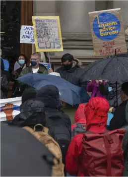  ?? Picture: Colin Mearns ?? Protesters outside Glasgow City Chambers on Wednesday