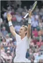  ?? KIRSTY WIGGLESWOR­TH — AP ?? Sebastian Korda celebrates his third-round victory over Daniel Evans at Wimbledon.