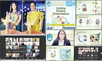  ??  ?? Indian School of Excellence Kuwait online parent orientatio­n photo.