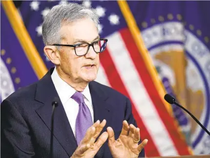  ?? ALEX BRANDON AP FILE ?? Chair Jerome Powell will lead the first Federal Reserve meeting of the year starting today. Rates are expected to stay unchanged.