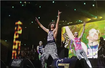  ??  ?? Electrifyi­ng show US electropop group LMFAO performing during the 11th edition of the Mawazine World Rhythms music festival in Rabat, Morocco. — Reuters
