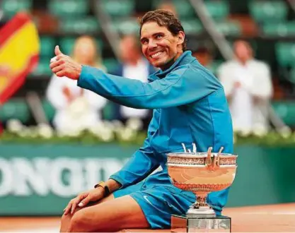  ?? Foto: Reuters ?? Daumen hoch: Rafael Nadal nach seinem Triumph in Paris.