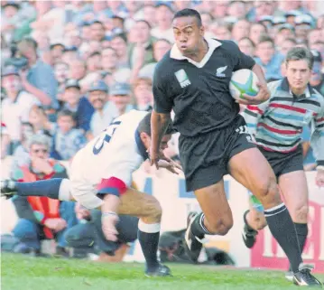  ?? AP ?? Jonah Lomu during the 1995 World Cup semi-final against England in Cape Town.