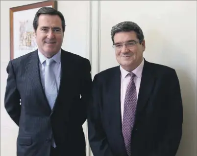  ?? EE ?? El presidente de la patronal CEOE, Antonio Garamendi, y el ministro de Seguridad Social, José Luis Escrivá.
