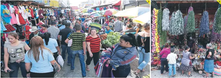  ?? FOTOS: JOHNY MAGALLANES ?? (1) A partir del 15 de noviembre el movimiento de compradore­s es mayor en la capital. (2) Muchas personas ya están realizando sus compras para decorar su hogar.