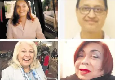  ??  ?? Clockwise from top left: Aimee O’Rourke, Vivek Sharma, Gaily Catalla, a nurse from Maidstone and Barbara Sage, a Marie Curie nurse from Bromley