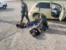  ?? COURTESY PHOTO ?? Border patrol agents successful­ly deployed a vehicle immobiliza­tion device called a Grappler on Monday to stop a fleeing vehicle. It was the Border patrol’s first use of the device nationwide.