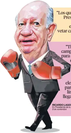  ??  ?? RICARDO LAGOS Ex Presidente de la República 8 de noviembre “Tiene que ser una campanada de alerta para estos liderazgos que surgen de la nada, pero que son capaces también de encandilar a un electorado como para llegar a los límites que ha llegado...