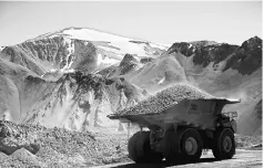  ?? — Reuters photo ?? A dump truck carrying minerals operates at Barrick Gold Corp’s Veladero gold mine in Argentina’s San Juan province. Glencore has increased production of the metals used to make electric car batteries faster than its major mining rivals, according to an...