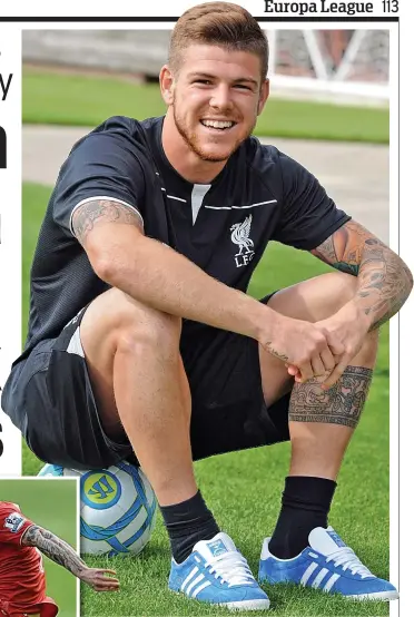  ?? GETTY IMAGES ?? Smiles better: Alberto Moreno at Liverpool’s Melwood training ground (above) and in full flight for the Reds last Sunday