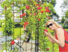  ?? FOTO: ANDY HEINRICH ?? Claudia Stoll aus Tübingen liebt Heil- und Kräuterpfl­anzen, aber auch duftende Rosen haben es ihr angetan.