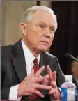  ?? RON SACHS/CNP ?? Sen. Jeff Sessions (R-Ala.) answers questions as he testifies during the U.S. Senate Judiciary Committee confirmati­on hearing on his nomination to be Attorney General of the United States, on Capitol Hill in Washington, D.C., on Tuesday.