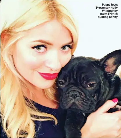  ??  ?? Puppy love: Presenter Holly Willoughby owns French bulldog Benny