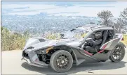  ?? ANDA CHU — STAFF PHOTOGRAPH­ER ?? Reporter Erin Baldassari drives a Polaris Slingshot Grand Touring LE along Grizzly Peak Boulevard in Berkeley.