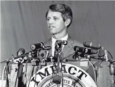  ?? BILL PRESTON/ THE TENNESSEAN ?? Sen. Robert Kennedy speaks about the “Destiny of Dissent” to an overflow crowd of more than
10,500 during the Impact Symposium at Vanderbilt University on March 21,
1968.