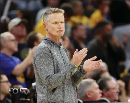  ?? JED JACOBSOHN — THE ASSOCIATED PRESS ?? Golden State Warriors head coach Steve Kerr is trying to win another championsh­ip. He has five as a player and three as a coach.