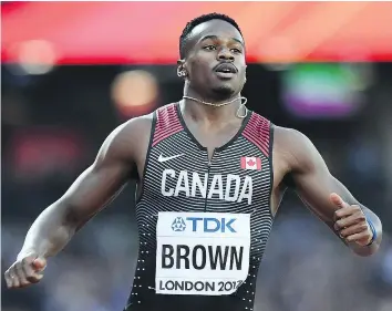  ?? — GETTY IMAGES FILES ?? Toronto’s Aaron Brown turned in a season-best time of 20.30 seconds to earn a bronze in the men’s 200-metre dash Sunday in Birmingham, U.K., helping erase memories of his disqualifi­cation at the world championsh­ips.