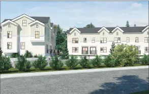  ?? Contribute­d image ?? A rendering shows a view of a planned three-building townhouse project on Winfield Street. The Norwalk Zoning Commission approved the project on Wednesday. Constructi­on is expected to take about six to seven months.