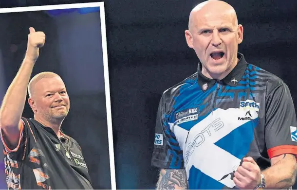  ?? ?? HIGH PRAISE: Five-times world champion Raymond van Barneveld, left, described Alan Soutar as a “fantastic” player.