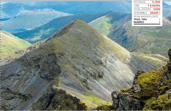  ??  ?? Looking back to A’Chioch from the north-east ridge of Ben More.