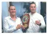  ??  ?? David Higgins, Joseph Parker and his WBO heavyweigh­t belt.