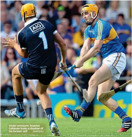  ?? SPORTSFILE ?? Under pressure: Seamus Callanan looks a shadow of his former self