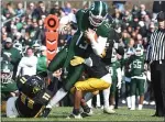  ?? PETE BANNAN — MEDIANEWS GROUP ?? Ridley quarterbac­k John Heller runs for a first down in the third quarter against Interboro on Thursday.