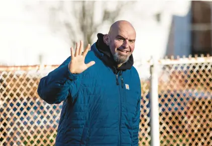  ?? TRIBUNE NEWS SERVICE ?? U.S. Sen. John Fetterman, seen here on Election Day in Nov. 2022, is in treatment for clinical depression.