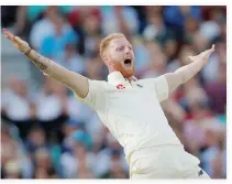  ??  ?? England’s Ben Stokes celebrates the wicket of South Africa’s Faf du Plessis. (Reuters)