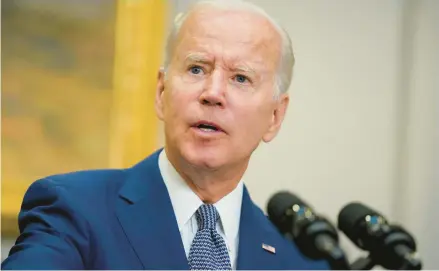  ?? EVAN VUCCI/AP ?? President Joe Biden speaks about abortion access at an event July 8 in the White House. Biden has come under considerab­le pressure to try to maintain access to abortion in conservati­ve states that are set to outlaw the procedure.
