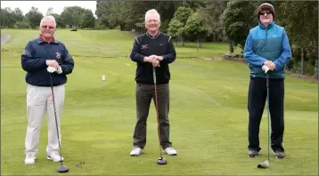  ??  ?? Paddy McGuire, Frank Murphy and Brian McKenna in the open tournament in Wexford last week.