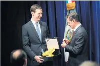  ?? PABLO MARTINEZ MONSIVAIS THE ASSOCIATED PRESS ?? Jared Kushner receives an award from the Mexican president.