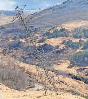  ?? ?? Removed Major milestone reached as final electricit­y tower felled at Glen Falloch VISTA as part of tower removal project