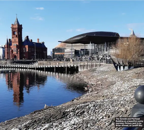  ??  ?? The Senedd and Pierhead Building on a beautiful sunny morning. Picture sent in by Brian Ahmad, of Cardiff Bay