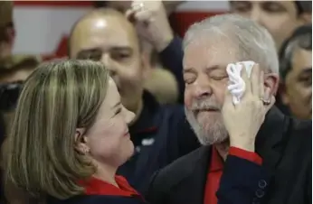  ?? ANDRE PENNER/THE ASSOCIATED PRESS ?? Former Brazilian president Luiz Inacio Lula da Silva told supporters that his conviction on charges of corruption and money laundering was politicall­y motivated and the court had no proof.