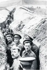  ??  ?? Trenches British soldiers lined up in a narrow trench during World War I in October 1914, a month after James Mccall Brown enlisted