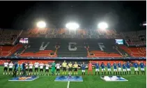  ??  ?? Empty…Valencia v Atalanta was the first clash played behind closed doors in this season’s competitio­n due to COVID-19