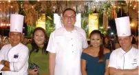  ??  ?? HOSTS. Waterfront's Chef Giovanni Sias, Jenny Romero, Hotel Manager Bryan Yves Lasalas, Eccee Gamalong &amp; Chef Bien Chavez