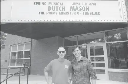  ?? OCEAN FRANCOEUR ?? Dr. James Crooks, who will portray adult Dutch Mason, and Daniel Nadeau, his co-star who will play young Dutch Mason, in front of Turner Studio Theatre.